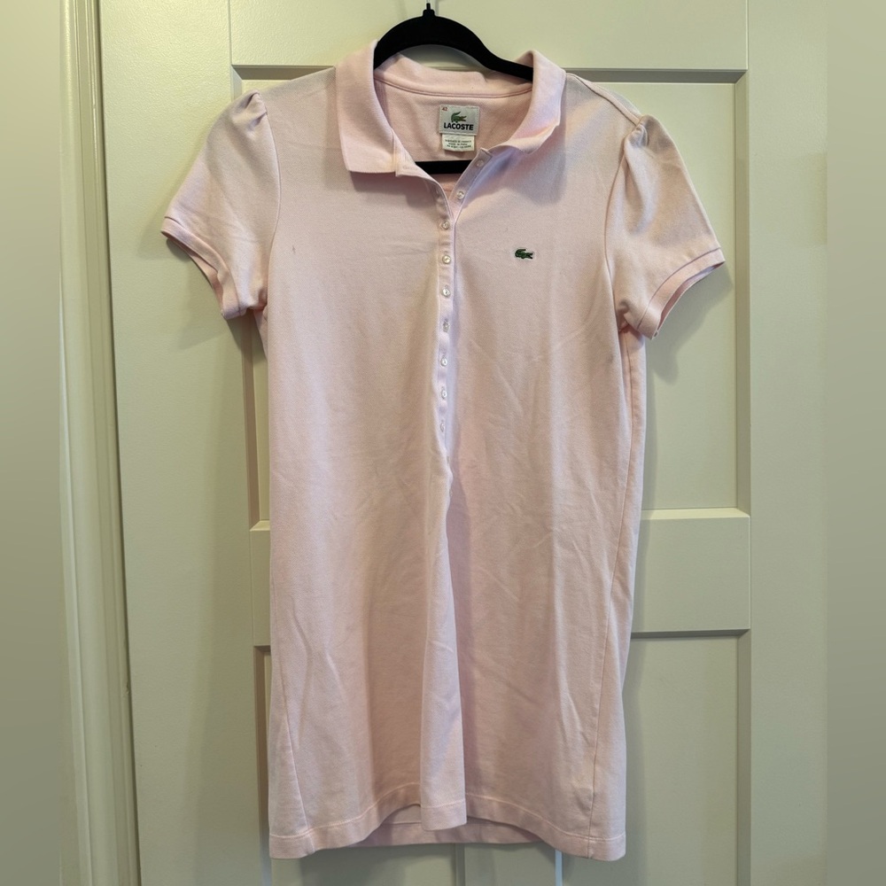 Lacoste Pale Pink Womens’ Polo Dress with Green Logo